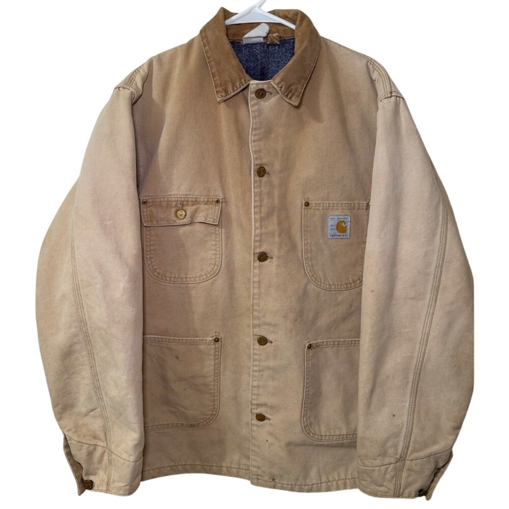 Vintage Carhartt 100 Years Chore Coat 1889–1989 Blanket‎ Lined Work Jacket L–XL